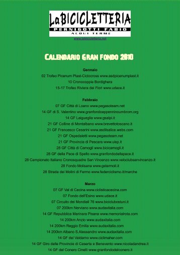 Calendario Gran Fondo 2010 - La Bicicletteria, Acqui Terme