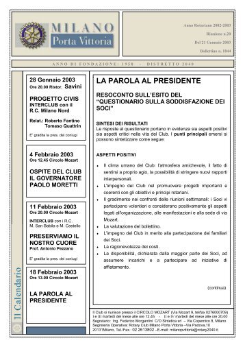 Notiziario n. 20 - Rotary Milano Porta Vittoria