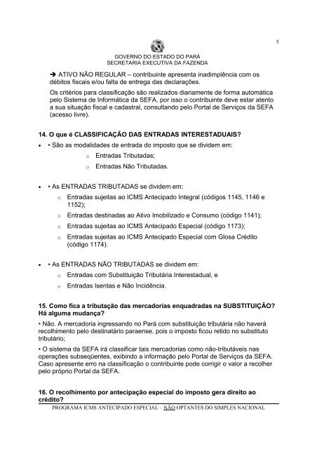 icms antecipado especial - Sefa - Governo do Estado do ParÃ¡
