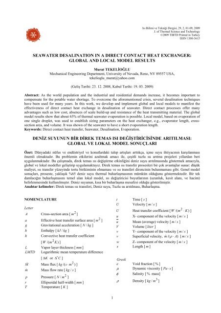 seawater desalination in a direct contact heat exchanger