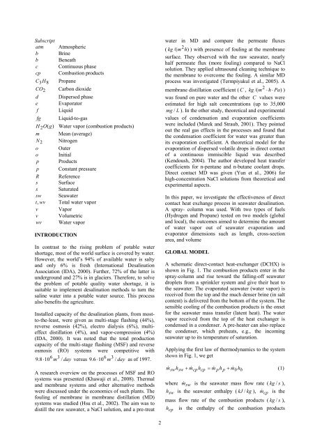 seawater desalination in a direct contact heat exchanger