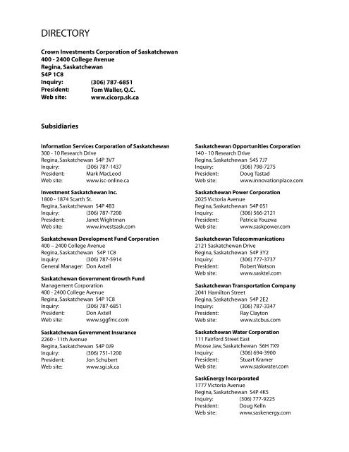 2004 Crown Investments Corporation of Saskatchewan Annual Report