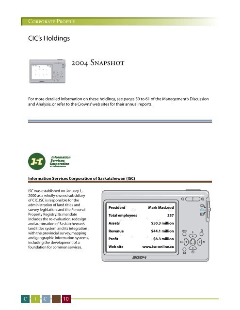 2004 Crown Investments Corporation of Saskatchewan Annual Report