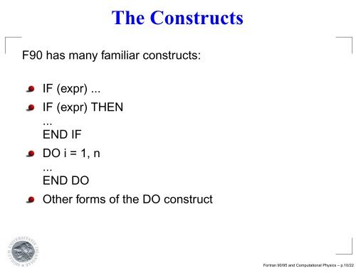 Fortran 90/95 and Computational Physics