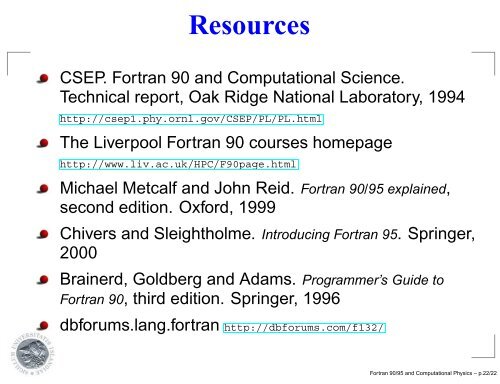 Fortran 90/95 and Computational Physics