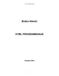 BoÅ¡ko NikoliÄ HTML PROGRAMIRANJE