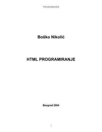 BoÅ¡ko NikoliÄ HTML PROGRAMIRANJE