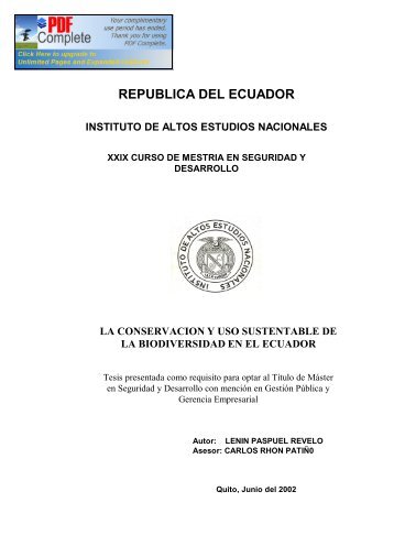 republica del ecuador - Repositorio Digital IAEN - Instituto de Altos ...