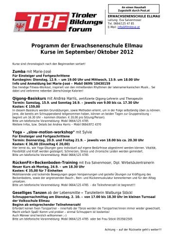 Programm der Erwachsenenschule Ellmau Kurse im ... - TIBS.at