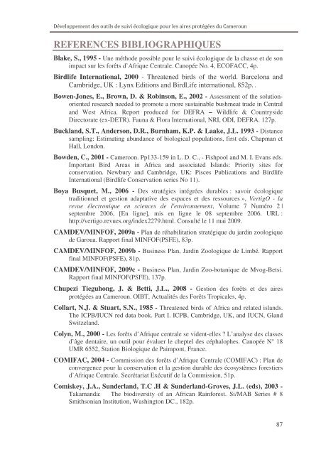 Rapport final suivi ecologique - Impact monitoring of Forest ...