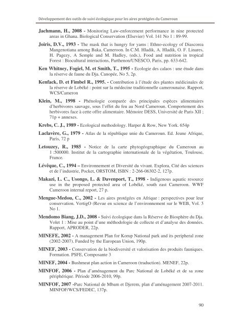 Rapport final suivi ecologique - Impact monitoring of Forest ...