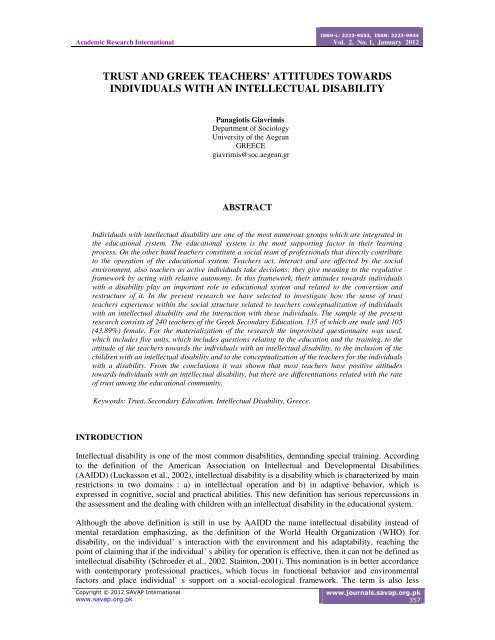 attitudes towards individuals with an intellectual disability - SAVAP ...