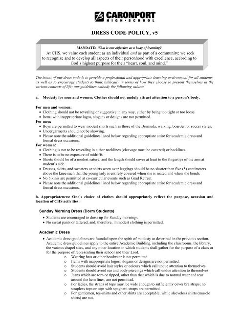 DRESS CODE POLICY, v5 DRESS CODE POLICY, v5