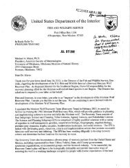 Response letter from USFWS regarding recovery planning for ...