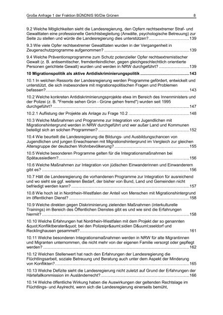 Inhaltsverzeichnis - MIK NRW - Landesregierung Nordrhein-Westfalen