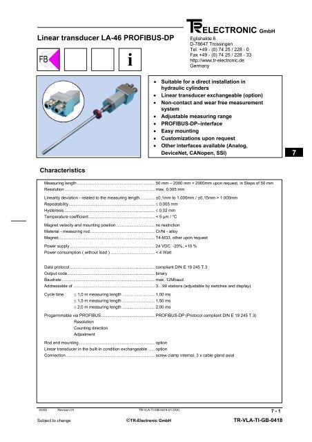 Profibus DP Class 2 - TR Electronic