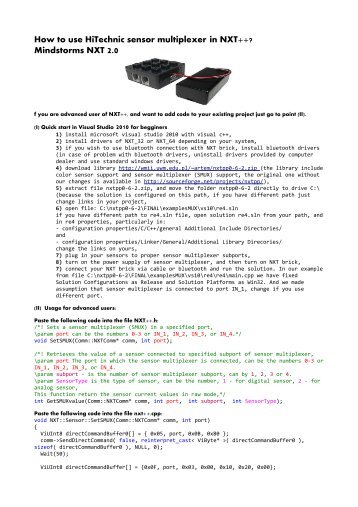 How to use HiTechnic sensor multiplexer in NXT++? Mindstorms ...