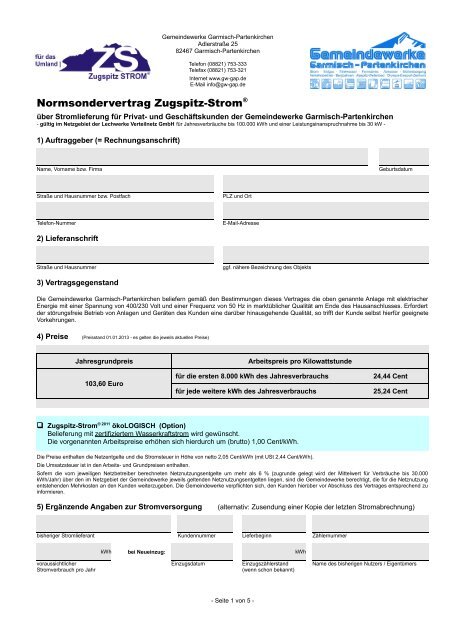 Vertragsformular (LEW-Netz) - Gemeindewerke Garmisch ...