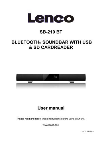 SB-210 BT BLUETOOTHÃ‚Â® SOUNDBAR WITH USB & SD ... - Lenco