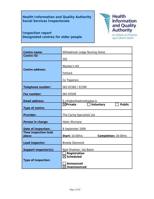 Willowbrook Lodge, 302, nursing home inspection report 8 - hiqa.ie