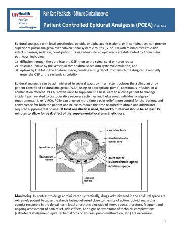 Patient Controlled Epidural Analgesia (PCEA) - Pain Resource Center