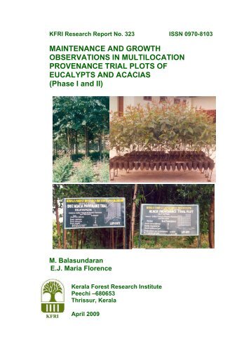 KFRI Research Report No - Kerala Forest Research Institute