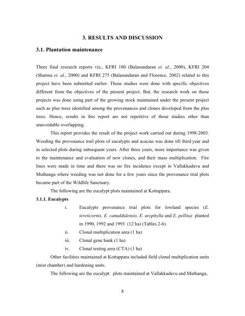 KFRI Research Report No - Kerala Forest Research Institute