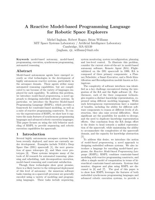 A Reactive Model-based Programming Language for ... - CSAIL - MIT