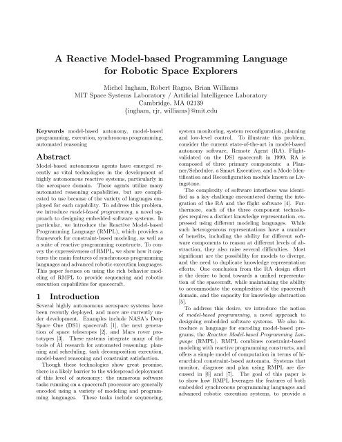 A Reactive Model-based Programming Language for ... - CSAIL - MIT