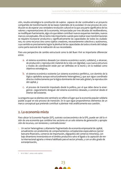 La economia Popular y Solidaria El Ser Humano Sobre el Capital