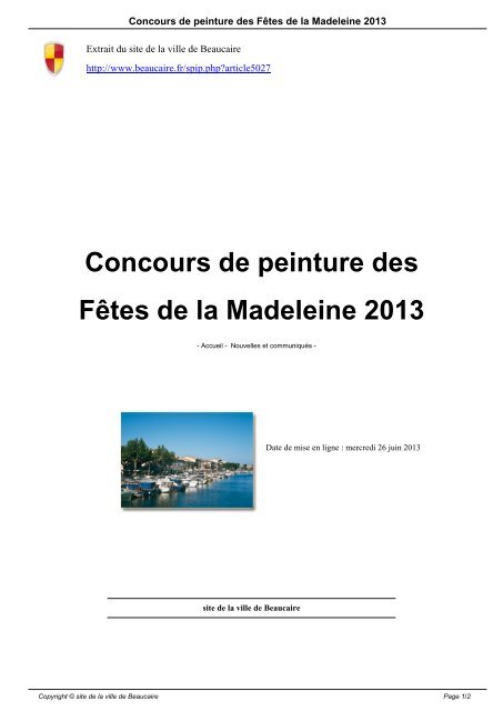 Concours de peinture des Fêtes de la Madeleine 2013 - Beaucaire
