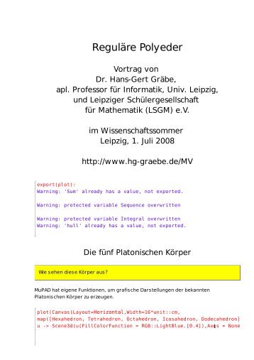 RegulÃ¤re Polyeder - Prof. Dr. Hans-Gert GrÃ¤be
