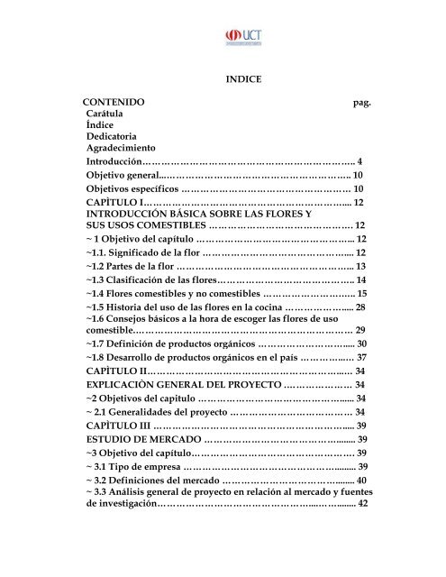 Indice Plan de negocios para la creacion del Restaurante Renacer ...