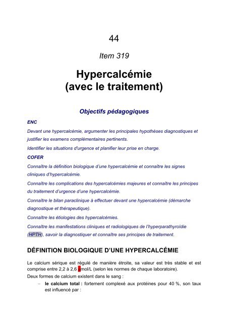HypercalcÃ©mie (avec le traitement)