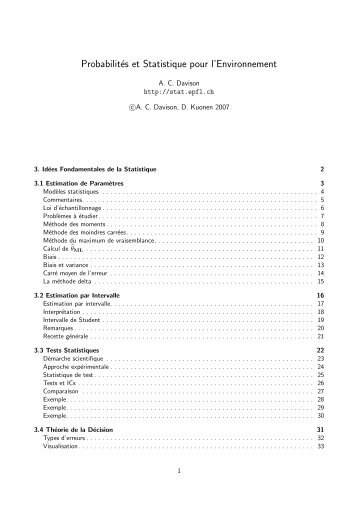 ProbabilitÃ©s et Statistique pour l'Environnement - EPFL