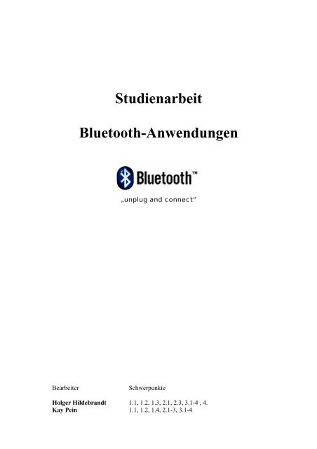 Studienarbeit - Bluetooth-Anwendungen