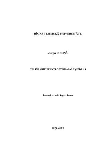 Disertacijas kopsavilkums - Aleph Files - Rīgas Tehniskā universitāte