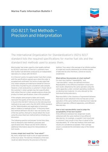 ISO 8217: Test Methods â Precision and Interpretation