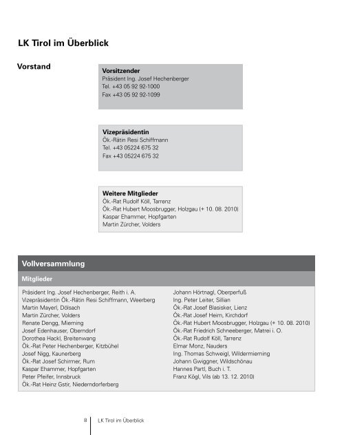 TÃ¤tigkeitsbericht 2010.pdf - Landwirtschaftskammer Tirol