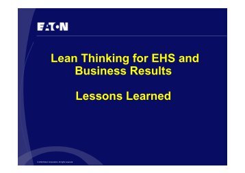 Lean Thinking for EHS and Business Results Lessons ... - NAEM