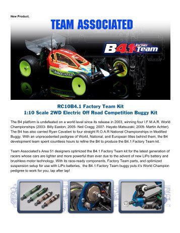 RC10B4.1 Factory Team Kit 1:10 Scale 2WD Electric Off Road ...