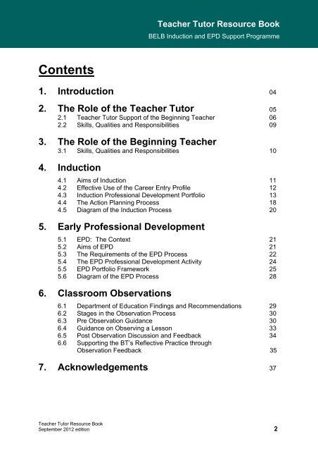 Teacher Tutor Resource Book - Belfast Education & Library Board