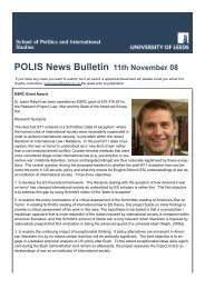 POLIS News Bulletin 11th November 08 - School of Politics ...