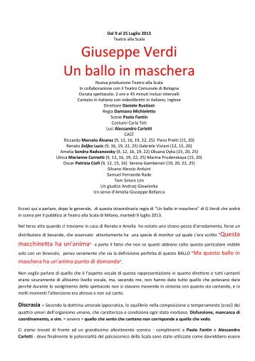 Giuseppe Verdi Un ballo in maschera - Concertodautunno