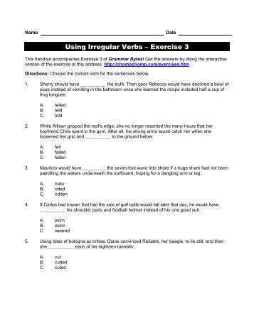 Using Irregular Verbs â Exercise 3 - Grammar Bytes!