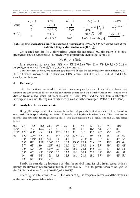 7 CHI-SQUARED GOODNESS OF FIT TEST FOR GENERALIZED BIRNBAUM ...