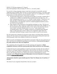 MUHL-3772 Writing assignment #1: Proposal Due at the beginning ...