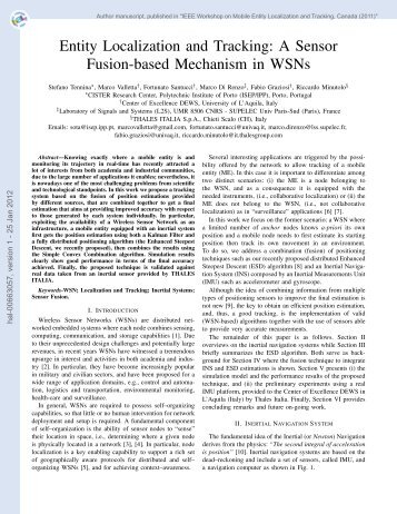 Entity Localization and Tracking: A Sensor Fusion-based ...