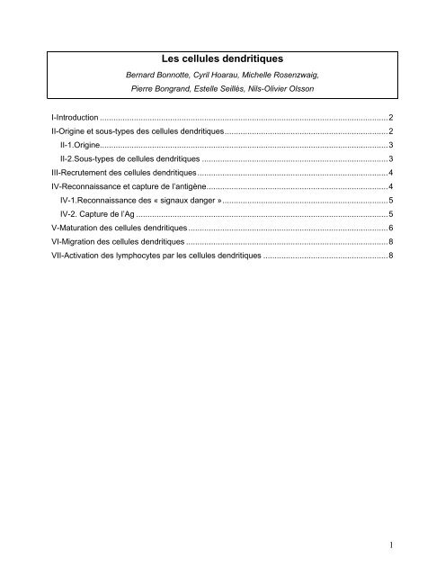 Les cellules dendritiques - ASSIM