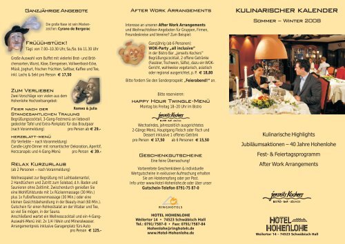 kulinarischer kalender - Ringhotel Hohenlohe Schwäbisch Hall